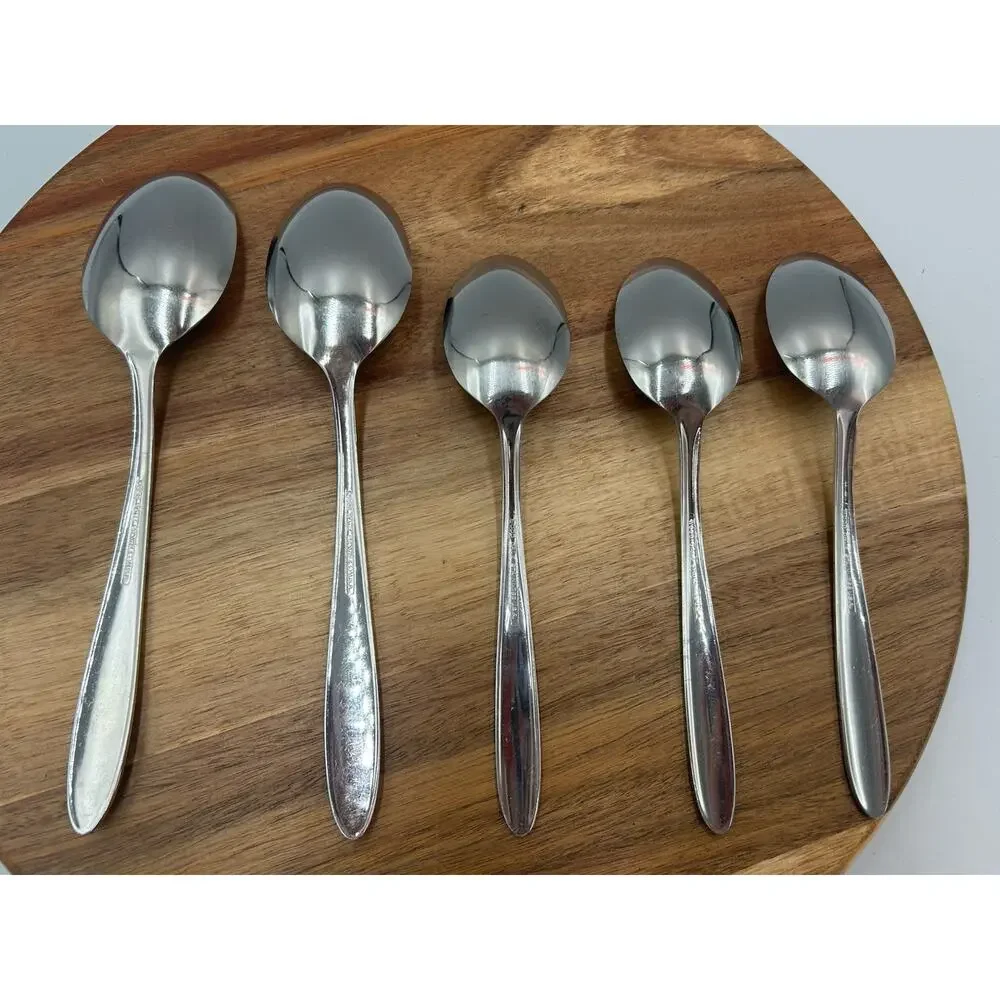 Sears Roebuck Wood Dale Flatware Lot 5 Sunflower Floral 2 Tbsp 3 Tsp Stainless